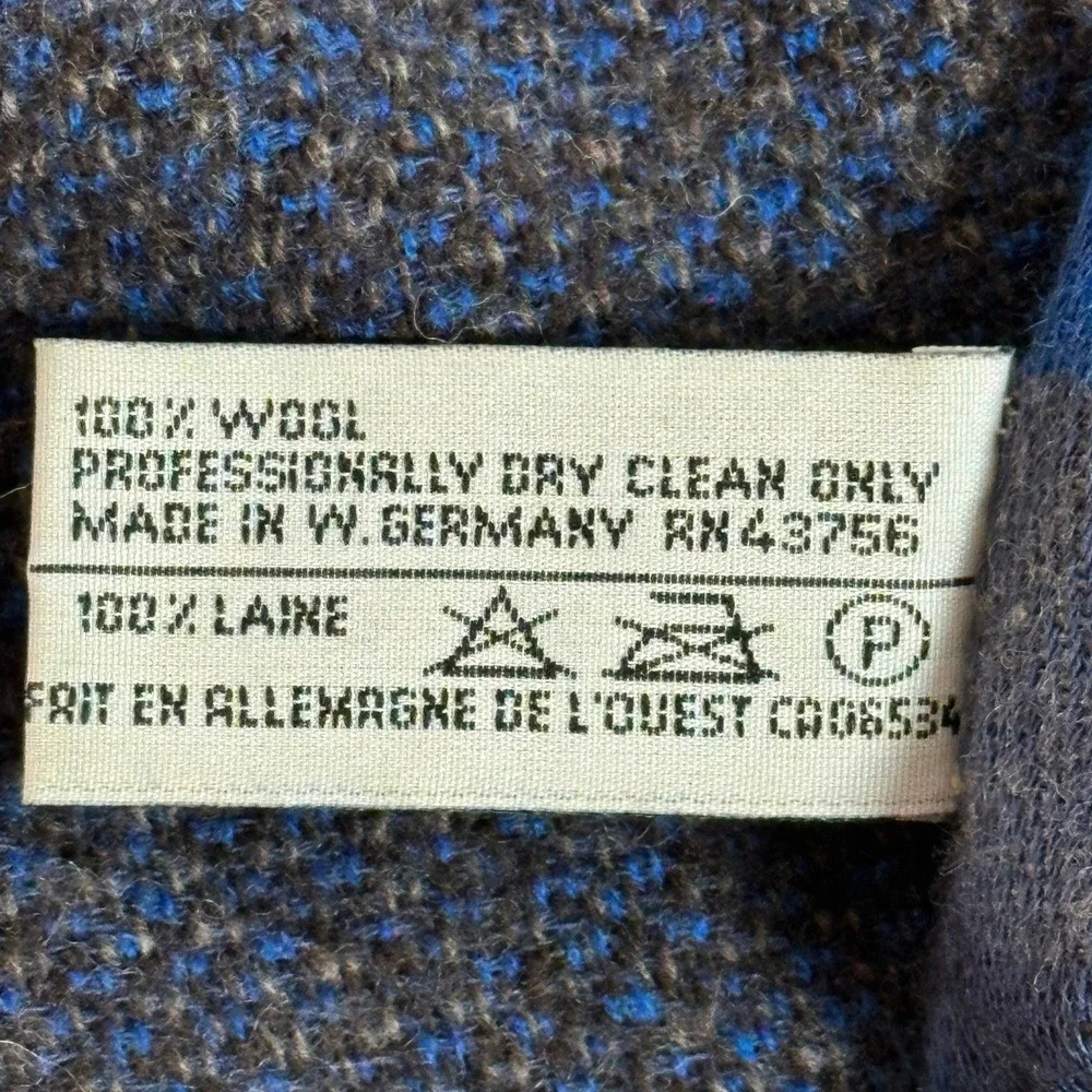 Christian Dior VTG Wool Scarf Blue Brown Stripe West‎ Germany 1970's Luxury